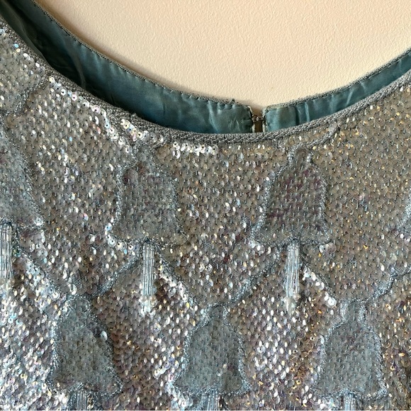 1960s Blue Sequin Shell Top Size M - Picture 6 of 9